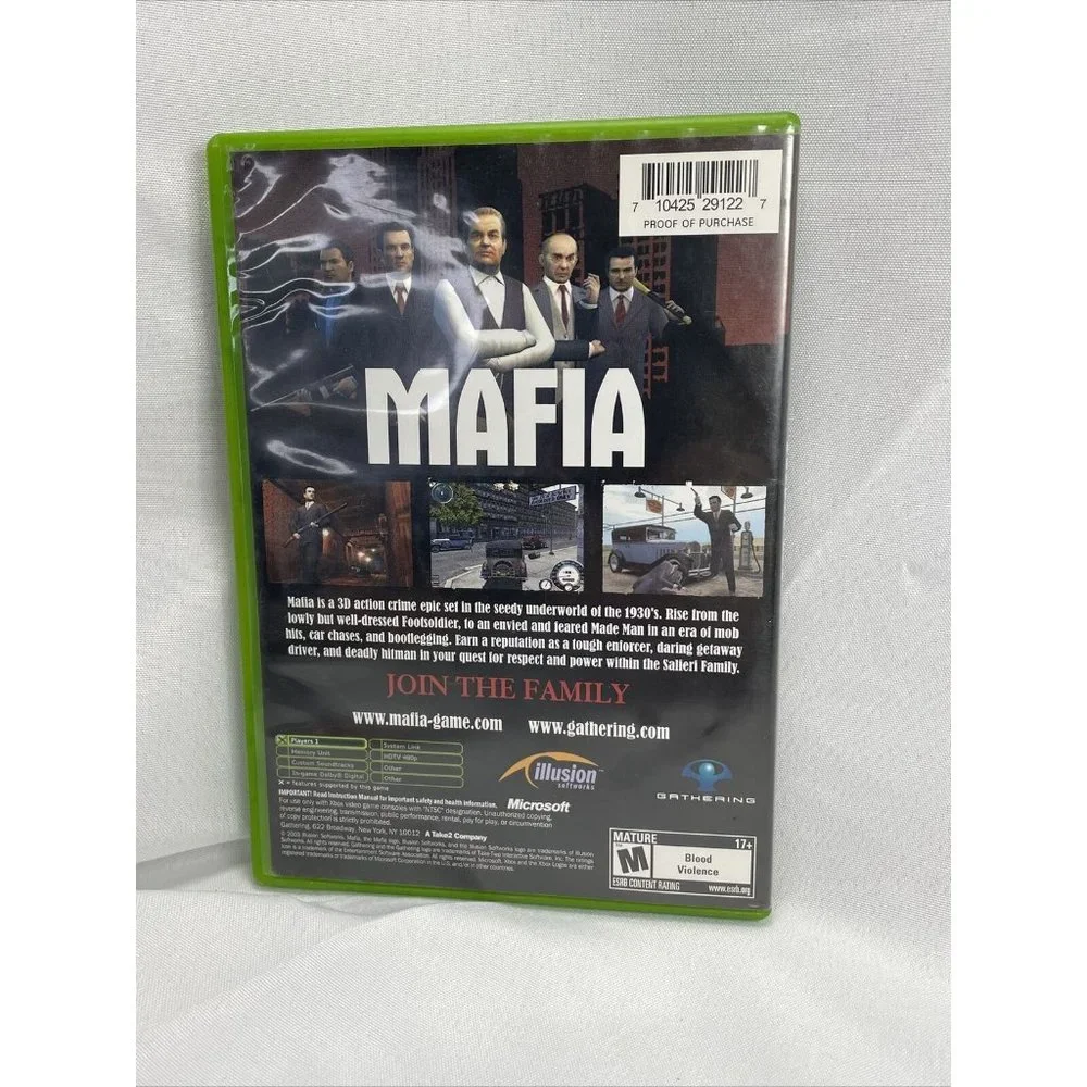 Mafia Microsoft Xbox 2004 Game Mature 17+ - Tested - Works Great!